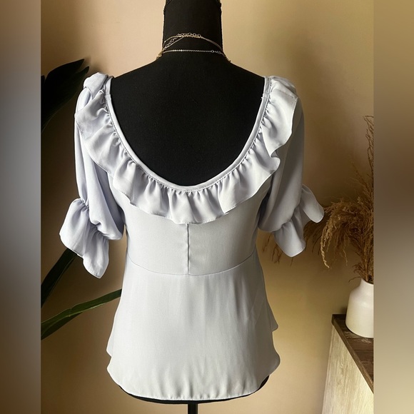 Elegant ASOS Ruffled Light Blue Blouse - Picture 3 of 7